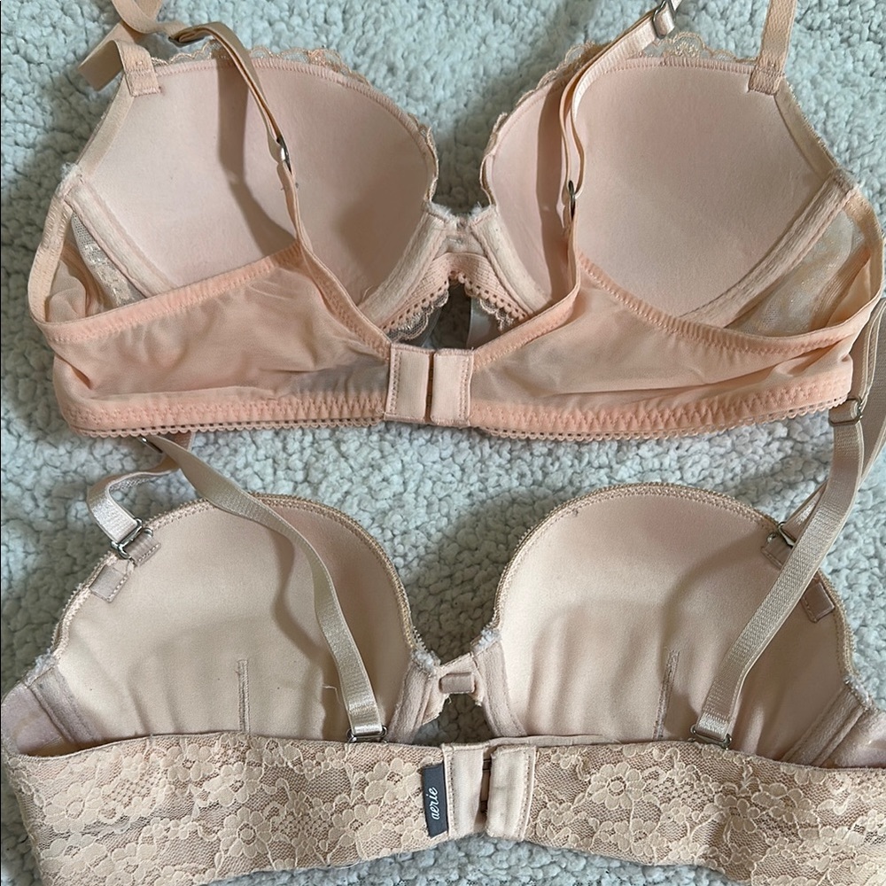 BUNDLED Aerie lace push-bra, both size 34A, in blush pink & natural color - Picture 4 of 4